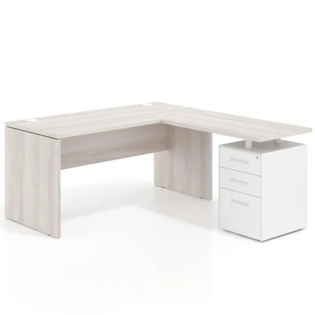Mesa de escritorio con cajones Work fondo 68, frontales metal, estructura monocolor