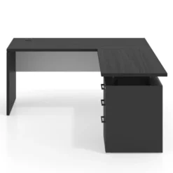Mesa de Escritorio con cajones en L Work Plus fondo 60, frontales melamina estructura bocamina