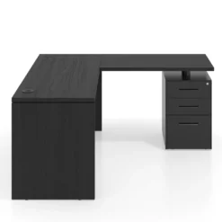 Mesa de Escritorio con cajones en L Work Plus fondo 60, frontales de metal estructura bocamina