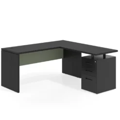 Mesa de Escritorio con cajones en L Work Plus fondo 60, frontales de metal estructura bocamina