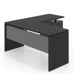 Mesa de Escritorio con cajones en L Work Plus fondo 60, frontales de metal estructura bocamina