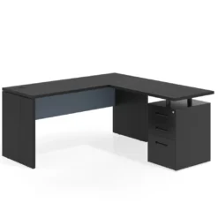 Mesa de Escritorio con cajones en L Work Plus fondo 60, frontales de metal estructura bocamina