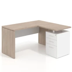 Mesa de escritorio con cajones Work fondo 60, frontales metal, estructura bicolor