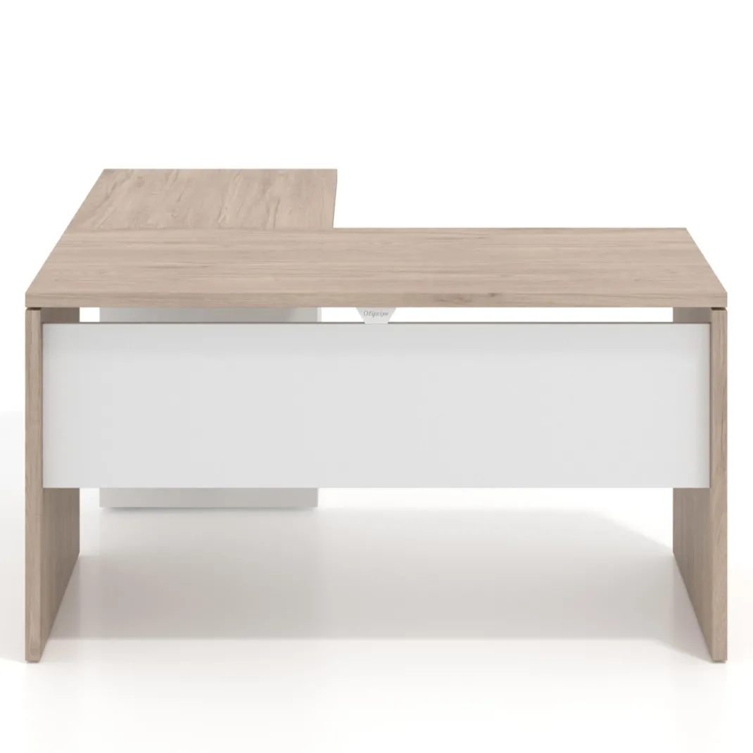 Mesa de escritorio con cajones Work fondo 60, frontales metal, estructura bicolor