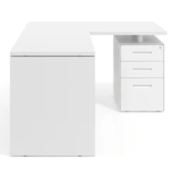 Mesa de escritorio con cajones Work fondo 60, frontales metal, estructura bicolor