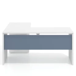 Mesa de Escritorio con cajones en L Work Plus, ala corta, fondo 60, frontales melamina estructura blanco mate