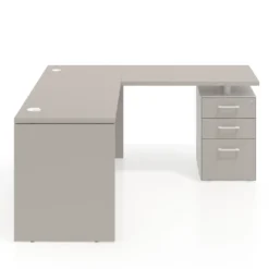 Mesa de Escritorio con cajones en L Work Plus fondo 60, frontales melamina diseño rayado