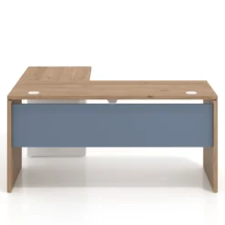 Mesa de Escritorio con cajones en L Work Plus fondo 60, frontales de metal estructura blanco mate