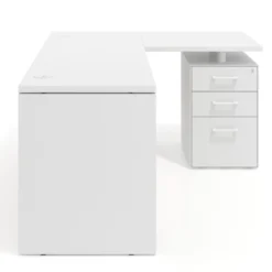 Mesa de Escritorio con cajones en L Work Plus, ala corta, fondo 60, frontales melamina diseño rayado