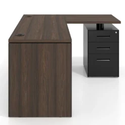 Mesa de Escritorio con cajones en L Work Plus, ala corta, fondo 60, frontales de metal estructura mistral