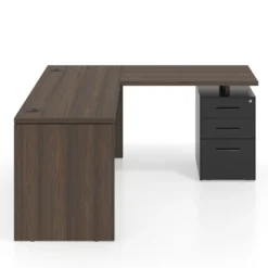 Mesa de Escritorio con cajones en L Work Plus fondo 60, frontales melamina estructura mistral