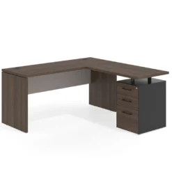 Mesa de Escritorio con cajones en L Work Plus fondo 60, frontales melamina estructura mistral