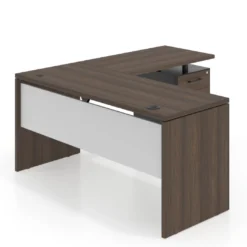 Mesa de Escritorio con cajones en L Work Plus fondo 60, frontales melamina estructura mistral