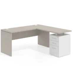 Mesa de Escritorio con cajones en L Work Plus fondo 60, frontales melamina estructura mistral
