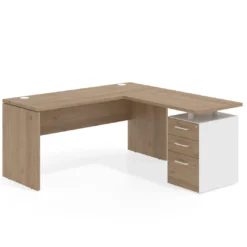 Mesa de Escritorio con cajones en L Work Plus fondo 60, frontales melamina diseño monocolor