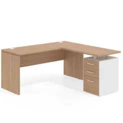 Mesa de Escritorio con cajones en L Work Plus fondo 60, frontales melamina diseño monocolor