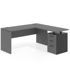Mesa de Escritorio con cajones en L Work Plus fondo 60, frontales melamina diseño monocolor