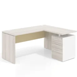 Mesa de Escritorio con cajones en L Work Plus, ala corta, fondo 60, frontales melamina estructura california