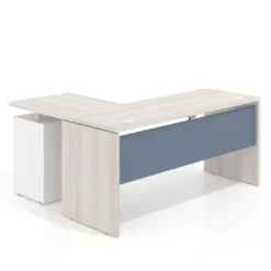 Mesa de Escritorio con cajones en L Work Plus, ala corta, fondo 60, frontales de metal estructura california