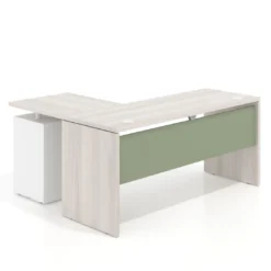 Mesa de Escritorio con cajones en L Work Plus, ala corta, fondo 60, frontales de metal estructura california