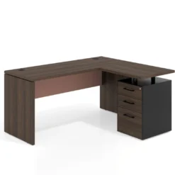 Mesa de Escritorio con cajones en L Work Plus, ala corta, fondo 60, frontales melamina estructura mistral