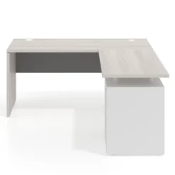 Mesa de Escritorio con cajones en L Work Plus fondo 60, frontales melamina diseño bicolor