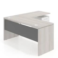 Mesa de Escritorio con cajones en L Work Plus fondo 60, frontales melamina diseño bicolor