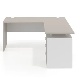 Mesa de Escritorio con cajones en L Work Plus, ala corta, fondo 60, frontales melamina estructura bocamina