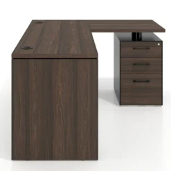 Mesa de Escritorio con cajones en L Work Plus, ala corta, fondo 60, frontales melamina estructura mistral