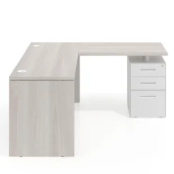 Mesa de Escritorio con cajones en L Work Plus fondo 60, frontales melamina diseño bicolor