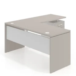 Mesa de Escritorio con cajones en L Work Plus, ala corta, fondo 60, frontales melamina estructura bocamina