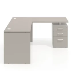 Mesa de Escritorio con cajones en L Work Plus, ala corta, fondo 60, frontales melamina estructura bocamina