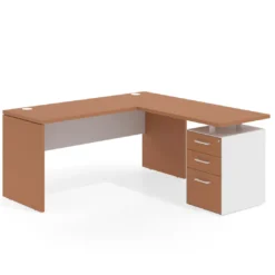 Mesa de Escritorio con cajones en L Work Plus, ala corta, fondo 60, frontales melamina estructura bocamina