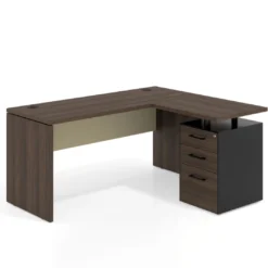 Mesa de Escritorio con cajones en L Work Plus, ala corta, fondo 60, frontales melamina estructura mistral