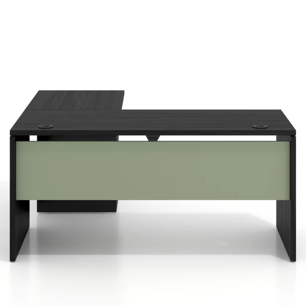 Mesa de Escritorio con cajones en L Work Plus, ala corta, fondo 60, frontales melamina estructura bocamina