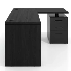 Mesa de Escritorio con cajones en L Work Plus, ala corta, fondo 60, frontales de metal estructura bocamina