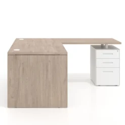 Mesa de escritorio con cajones Work fondo 80, frontales metal, estructura bicolor