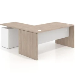 Mesa de escritorio con cajones Work fondo 80, frontales metal, estructura bicolor