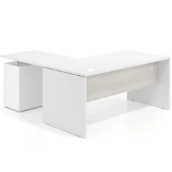Mesa de escritorio con cajones Work fondo 80, frontales metal, estructura bicolor