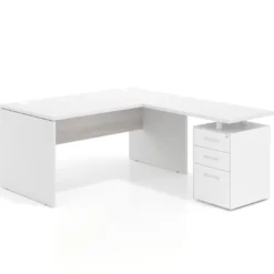 Mesa de escritorio con cajones Work fondo 80, frontales metal, estructura bicolor