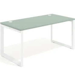 Mesa de escritorio Delta, fondo 80cm, estructura blanca