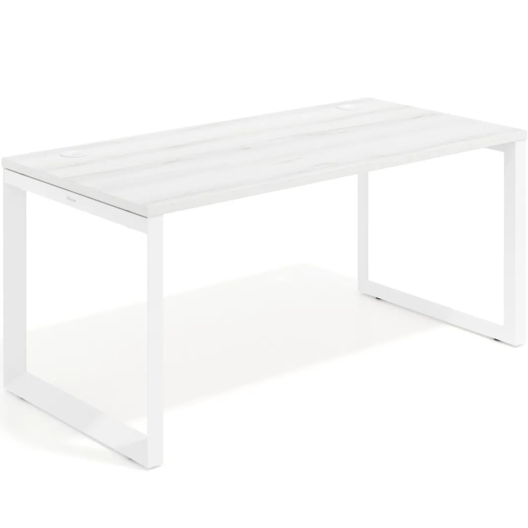 Mesa de escritorio Delta, fondo 80cm, estructura blanca