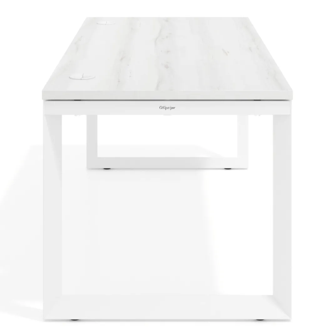 Mesa de escritorio Delta, fondo 80cm, estructura blanca