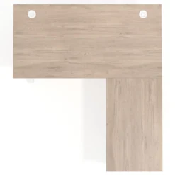 Mesa de escritorio en L con cajones UvePro, estructura blanca/madera, ala pedestal melamina