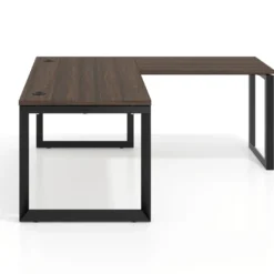 Mesa de escritorio en L Delta, fondo 80cm, estructura negra