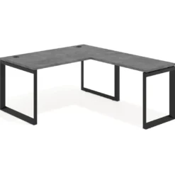 Mesa de escritorio en L Delta, fondo 80cm, estructura negra