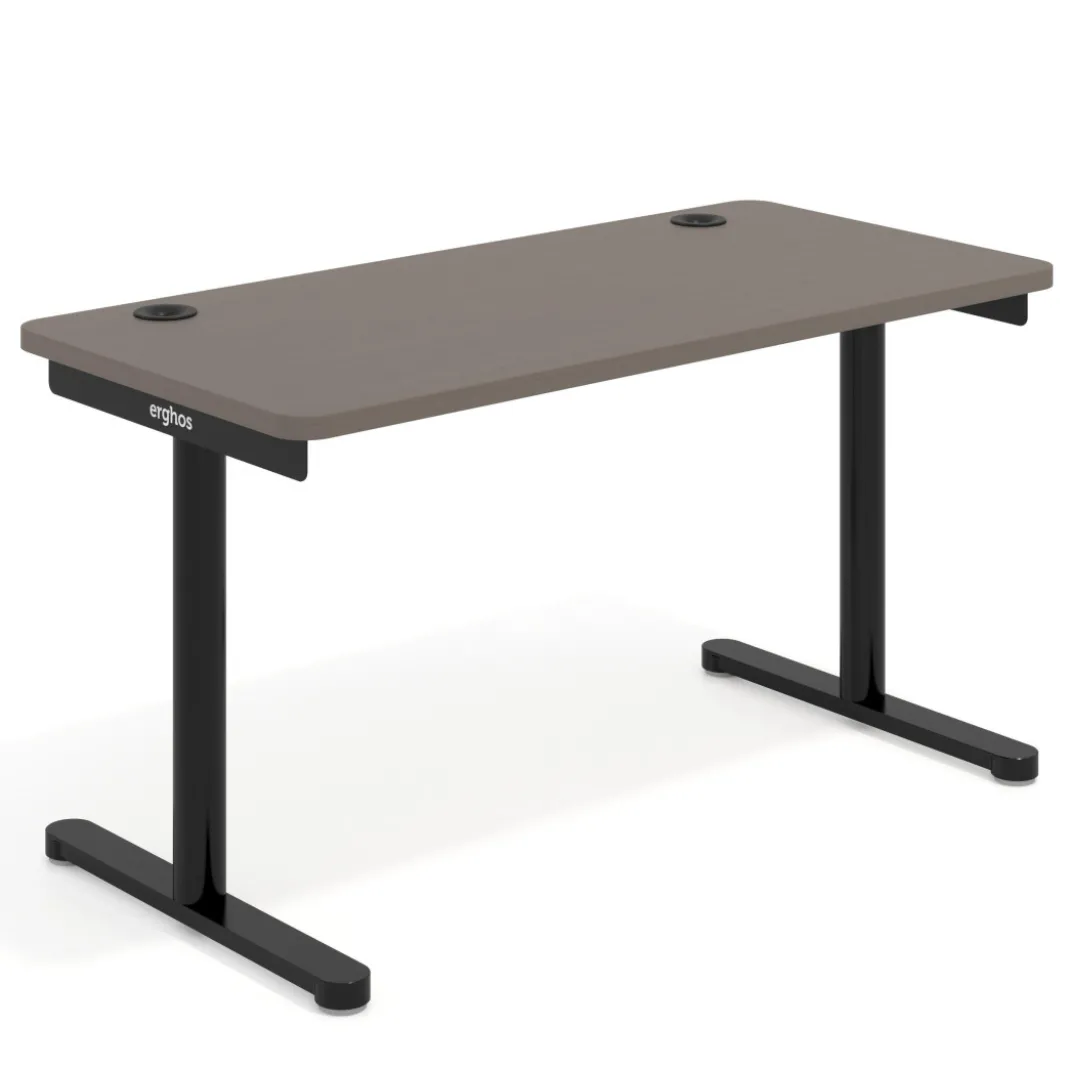 Mesa de Escritorio pata en T, fondo 68cm, estructura negra, sobre ergonómico