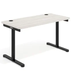 Mesa de Escritorio pata en T, fondo 68cm, estructura negra, sobre ergonómico
