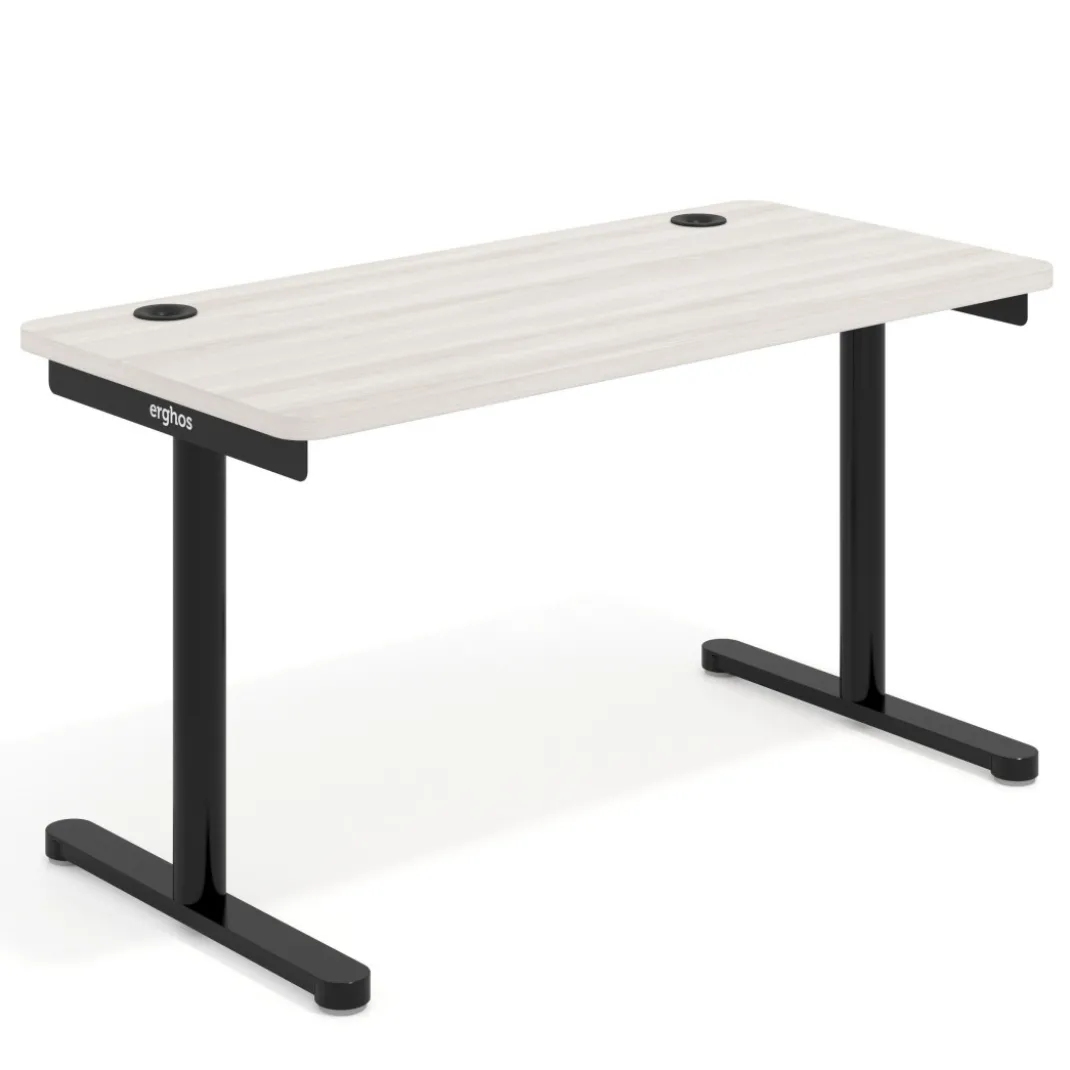 Mesa de Escritorio pata en T, fondo 68cm, estructura negra, sobre ergonómico