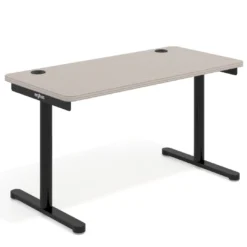 Mesa de Escritorio pata en T, fondo 68cm, estructura negra, sobre ergonómico